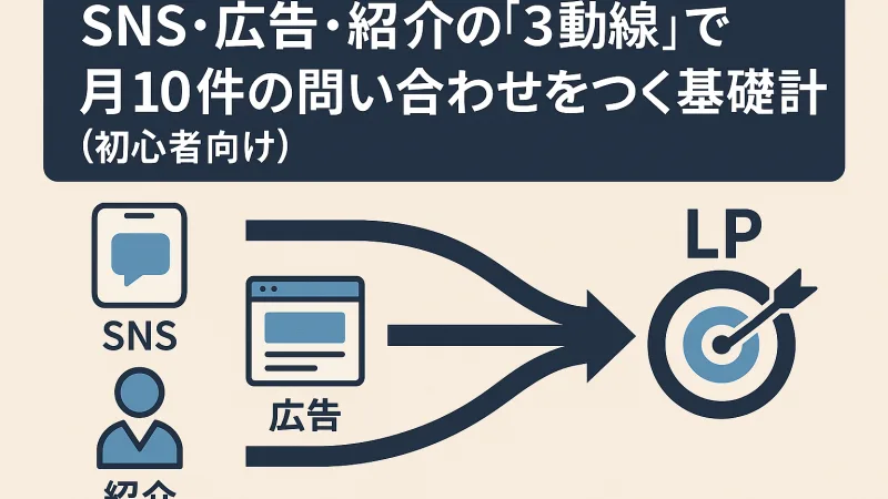 SNS・広告・紹介の「3動線」で月10件の問い合わせをつくる基礎設計（初心者向け）