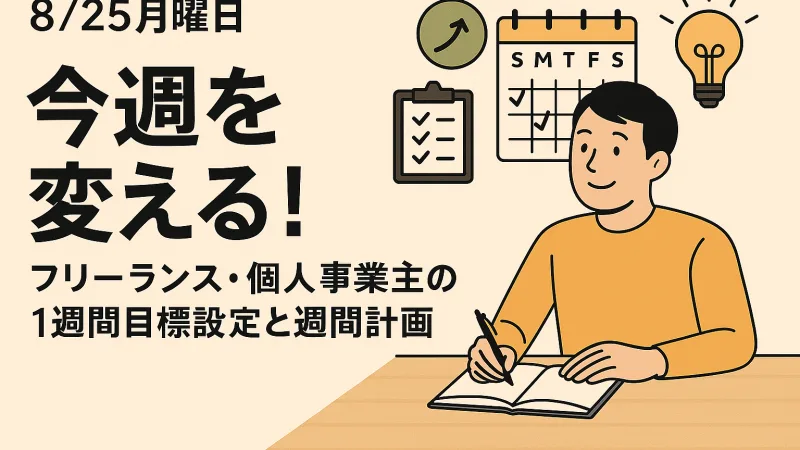 今週を変える！フリーランス・個人事業主の1週間目標設定と週間計画テンプレート【8/25（月）スタート】