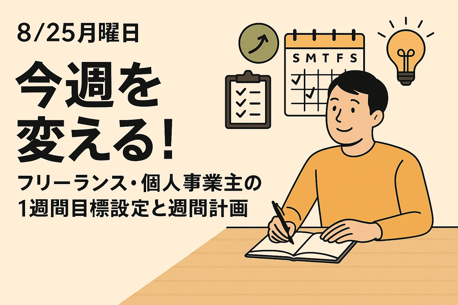 今週を変える！フリーランス・個人事業主の1週間目標設定と週間計画テンプレート【8/25（月）スタート】