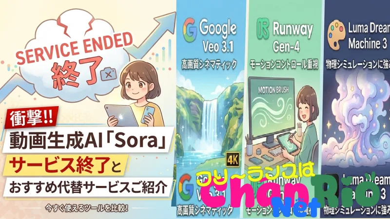 動画生成AI「Sora」 サービス終了とおすすめの代替サービス３選
