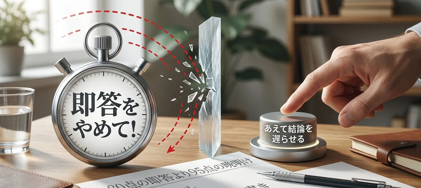 即答はやめて！仕事はスピードだけじゃ危険。デキる人は結論を遅らせる