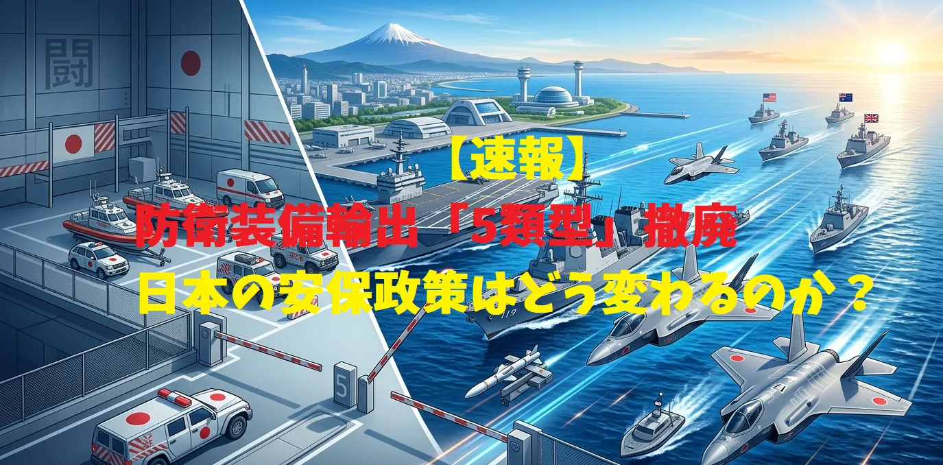 【速報】防衛装備輸出「5類型」撤廃：日本の安保政策はどう変わるのか？