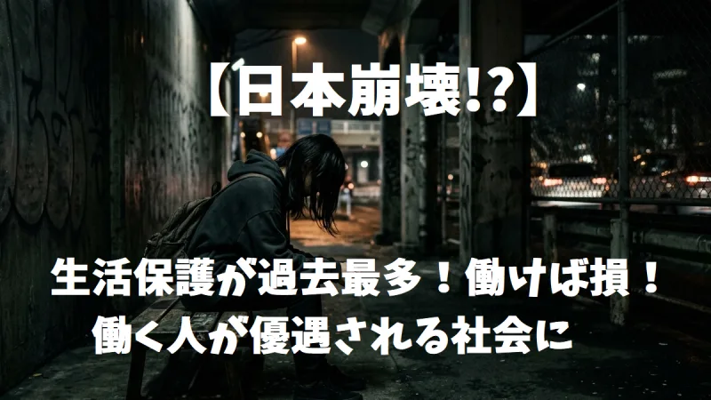 【日本崩壊？】生活保護が過去最多！働けば損！働く人が優遇される社会に